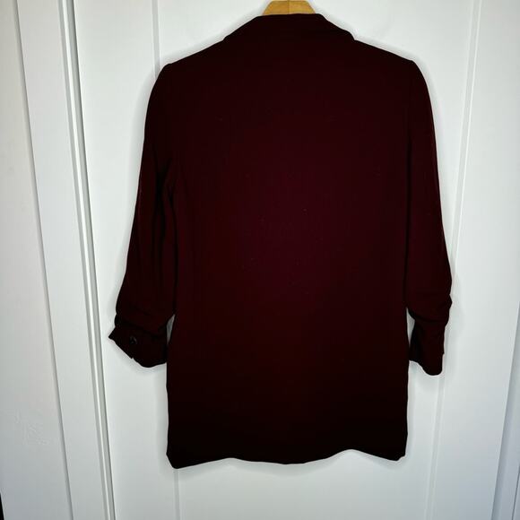 Mango Burgundy Wine Single Button Oversized Blazer Jacket Shoulder Pads Size XS - Picture 6 of 6